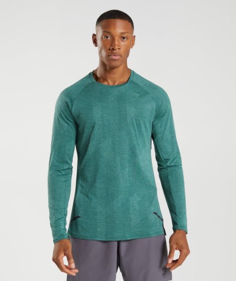 Men's Gymshark Apex Long Sleeve T-Shirts Green | NZ 0PZOHS